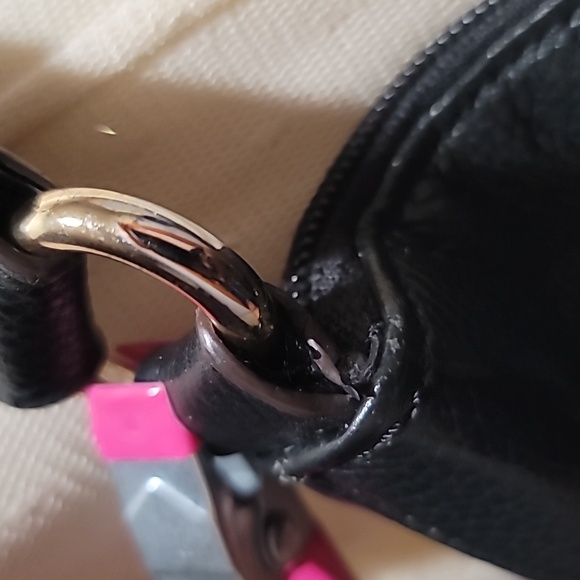 Tignanello Black Leather Bikercore Bohemian Hobo Shoulder Bag Satchel PurseTote - Picture 10 of 16